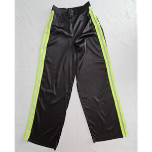 EUC I.AM.GIA Women's Casual Black Wide Leg Pull-On Neon Stripe Silky Pants M